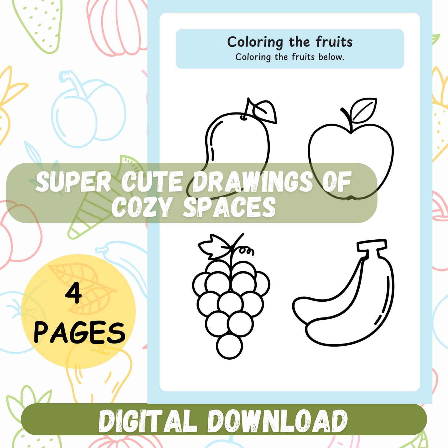 Fruit coloring pages